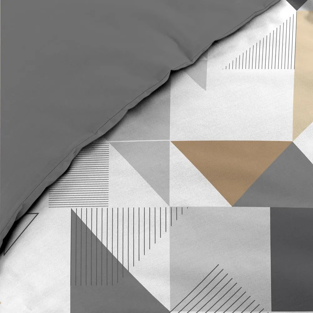 Biancheria da letto bianca/grigia in microfibra per letto matrimoniale/per letto prolungato 240x220 cm Trigone – douceur d'intérieur