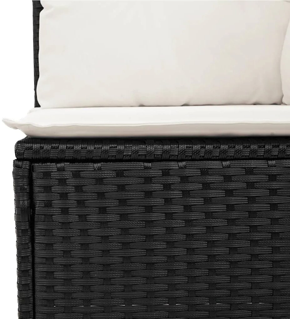 Set divano da giardino 6 pz con cuscini nero in polyrattan