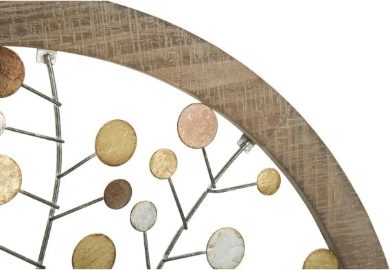 Pannello Decorativo Rotondo Albero Della Vita 61x1,8 Oro E Legno