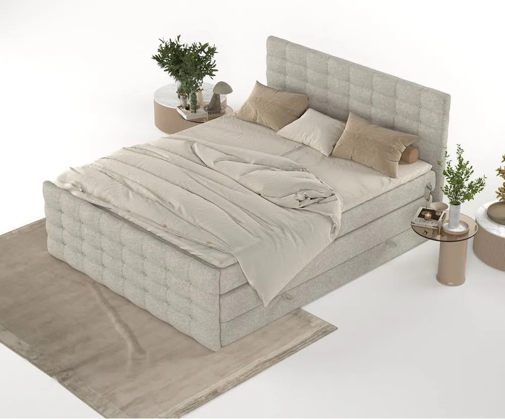 Letto boxspring beige con spazio contenitivo 180x200 cm Blend - Maison de Rêve