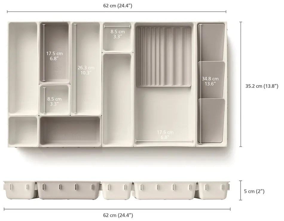 Organizzatori da bagno beige in set da 12 Viva - Joseph Joseph