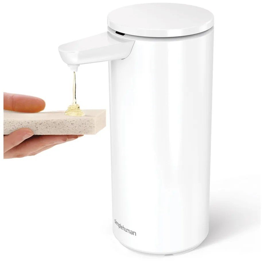 Dispenser di sapone in metallo touchless bianco da 414 ml - simplehuman