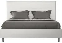 Letto imbottito Matrimoniale 160x210 cm Focus - Bianco,Similpelle,Contenitore