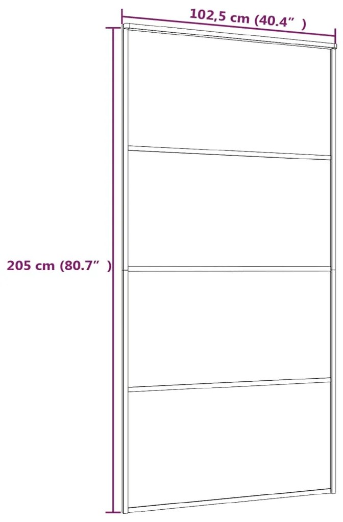 Porta Scorrevole in Vetro ESG e Alluminio 102,5x205 cm Nera