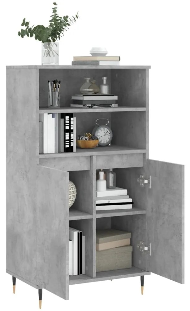 Credenza grigio cemento 60x36x110 cm in legno multistrato