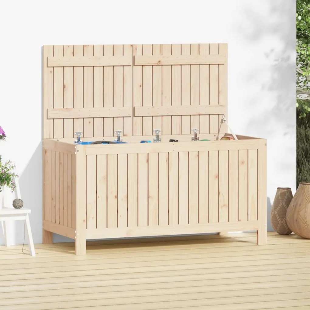 Contenitore Da Giardino 121x55x64 Cm İn Legno Massello Di Pino /
