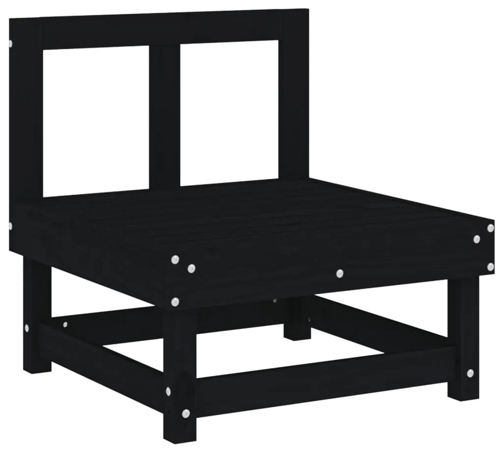 Set Salotto da Giardino 7 pz Nero in Legno Massello di Pino