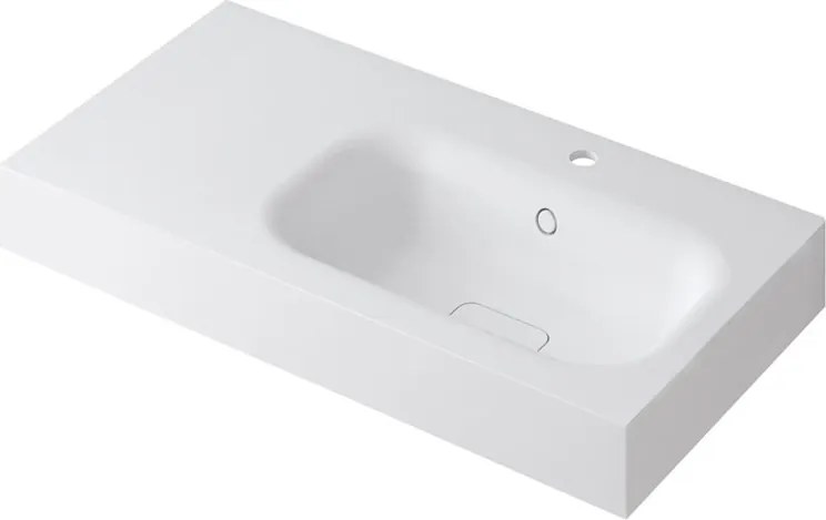 Lavabo a incasso rettangolare vasca a destra L 90.5 x H 15 x P 46 cm in resina bianco opaco