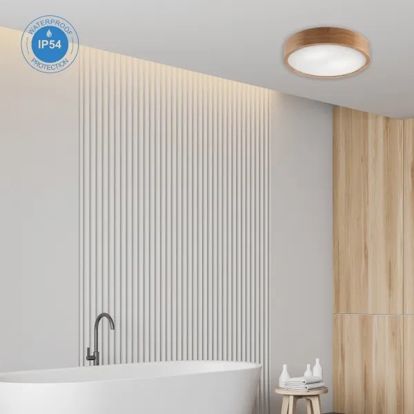 Plafoniera da bagno OAK 3xE27/15W/230V in rovere, Ø 37 cm, IP54