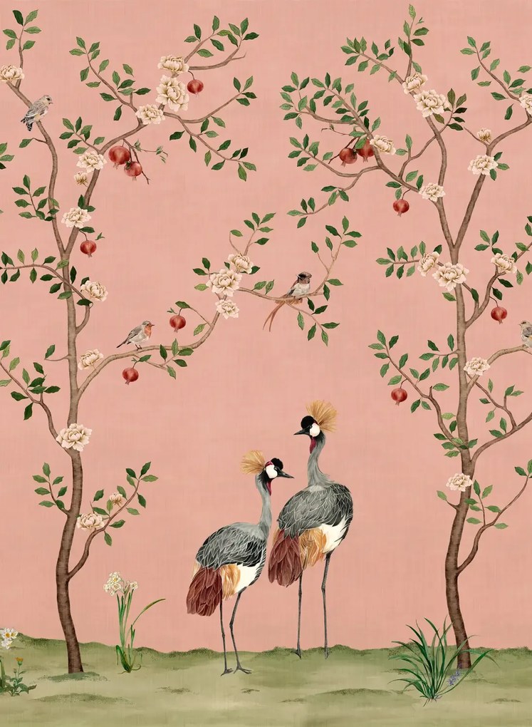 Coordonne Carta da parati panoramica Crowned Crane - Rose