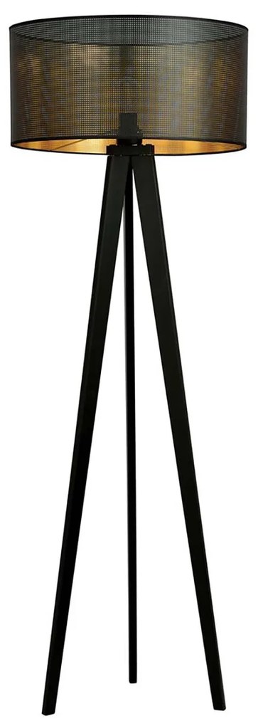 Piantana Moderno Drago Acciaio Nero Oro 1 Luce E27 Ip20