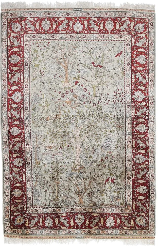 Hereke Tappeto orientale 120x180 Rosa (Tacchino) Annodato A Mano