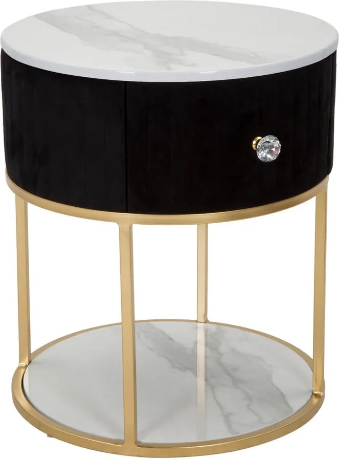 Comodino in nero e oro Montpellier - Mauro Ferretti