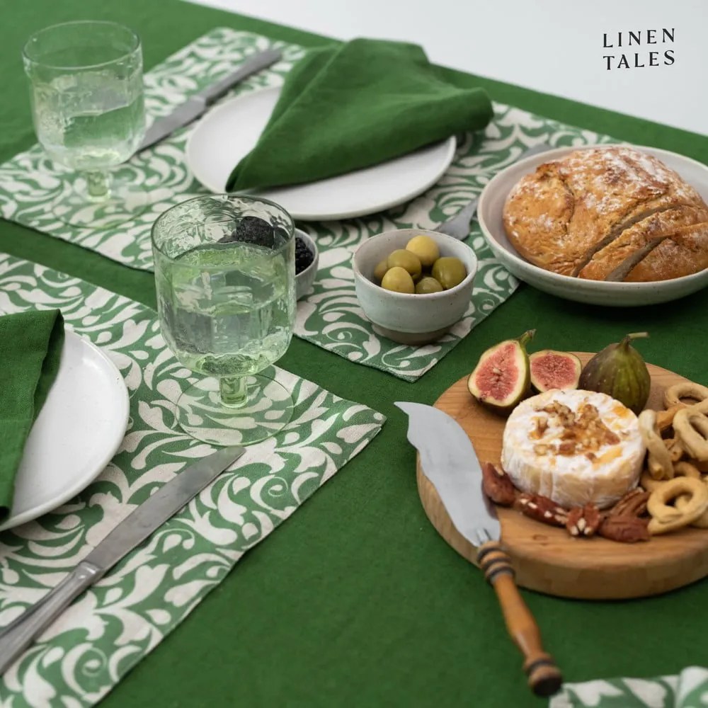 Tovaglietta in lino 35x45 cm Evergreen Damask – Linen Tales