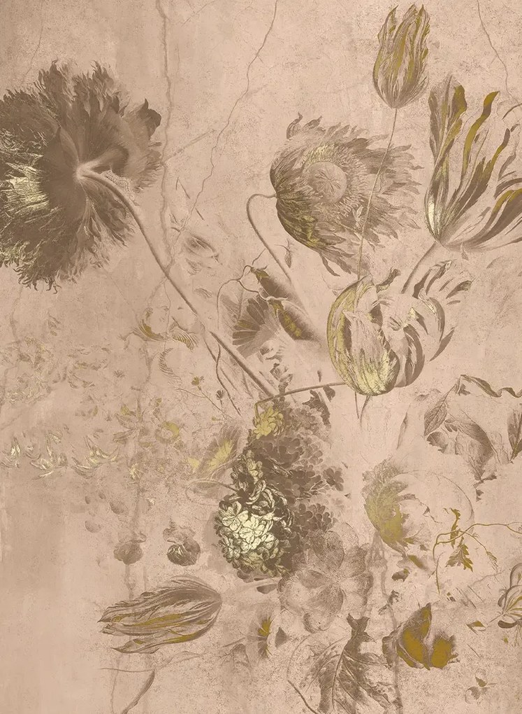 KEK Amsterdam Carta da parati panoramica Fresco Flowers Uyterlinde - Nude 195 cm