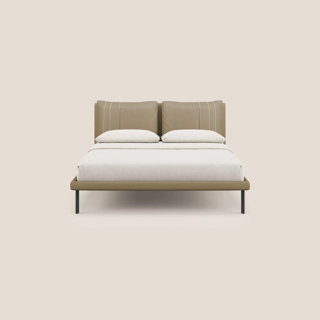 Giselle letto moderno con cuscini testata regolabili con tasche in microfibra impermeabile T11 beige