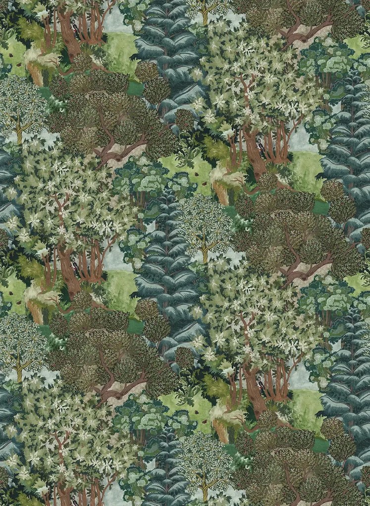 Josephine Munsey Carta da parati Miserden Trees - Green