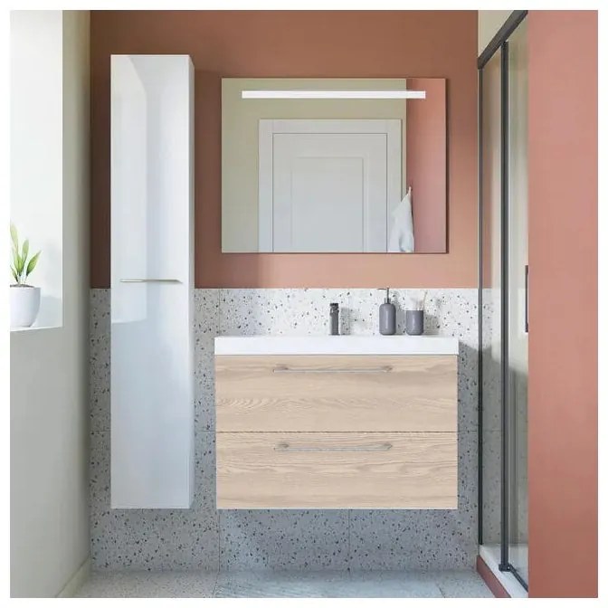 Mobile bagno con lavabo L 75 x H 58 x P 33 cm rovere ribeira 2 cassetti per vasca centrale Remix