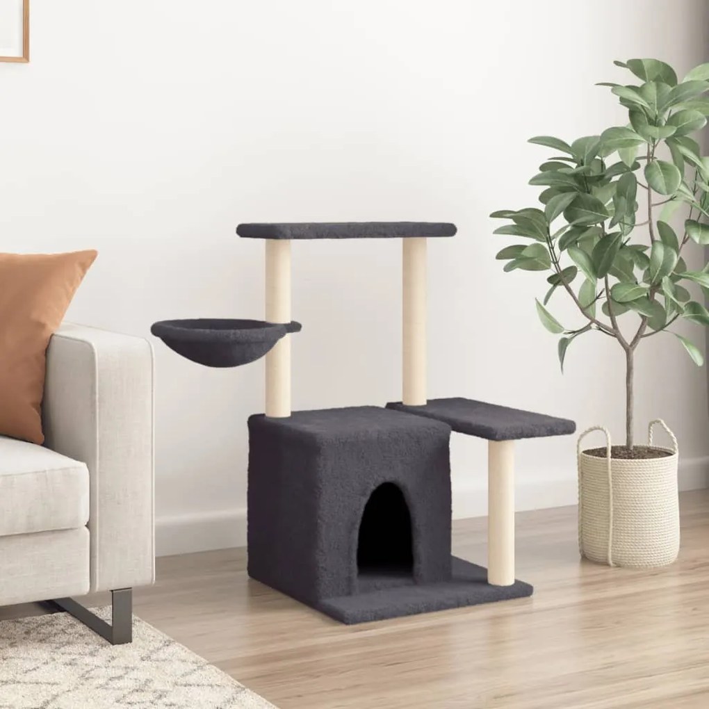 Albero per gatti con tiragraffi in sisal grigio scuro 83 cm