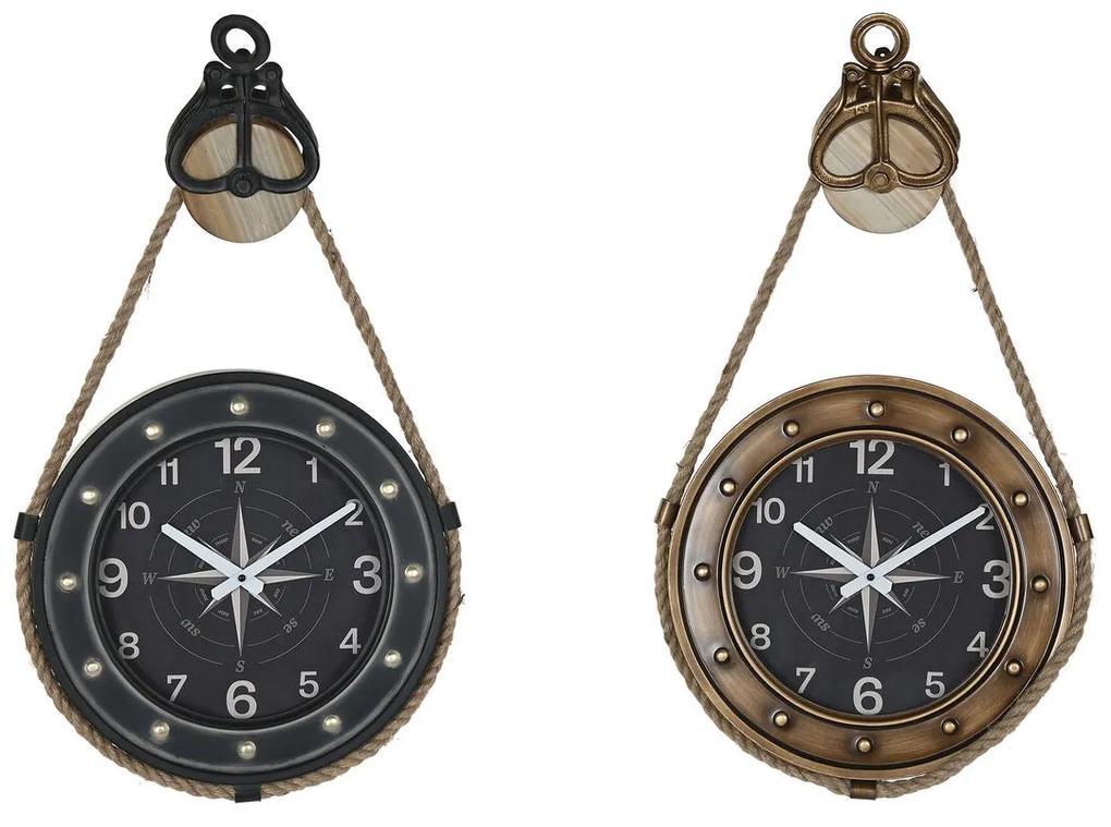 Orologio da Parete DKD Home Decor 43 x 8 x 71 cm Cristallo Nero Dorato Ferro (2 Unità)