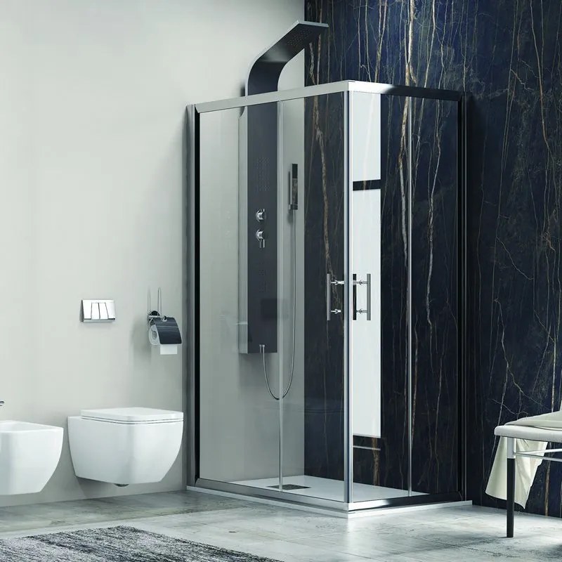 Box doccia 140x70 cm angolare cristallo trasparente anticalcare KF1000 - KAMALU
