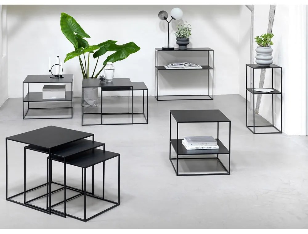 Consolle in metallo nero 35x90 cm Pebble - Unique Furniture