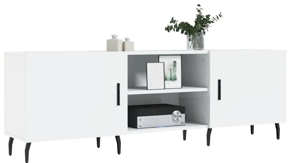 Mobile porta tv bianco lucido 150x30x50 cm in legno multistrato