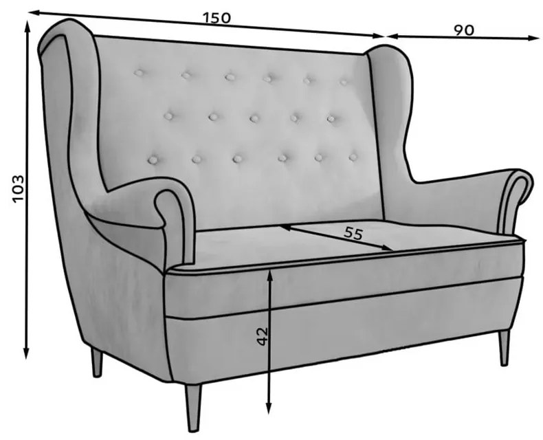 Divano blu scuro 150 cm Aros – ELTAP