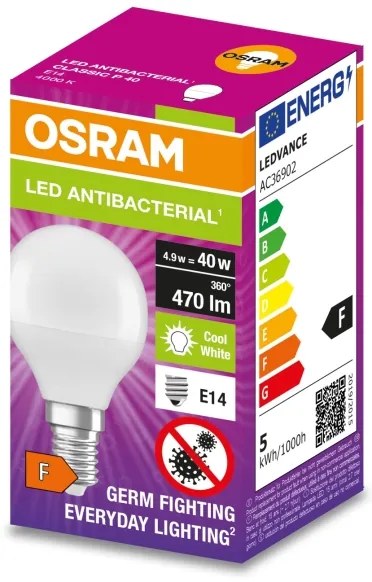 Lampadina LED Antibatterica P40 E14/4,9W/230V 4000K - Osram