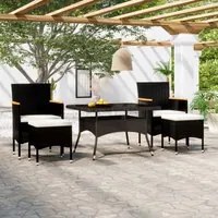 Set Pranzo da Giardino 5 pz Polyrattan e Vetro Temperato Nerocod mxl 93414