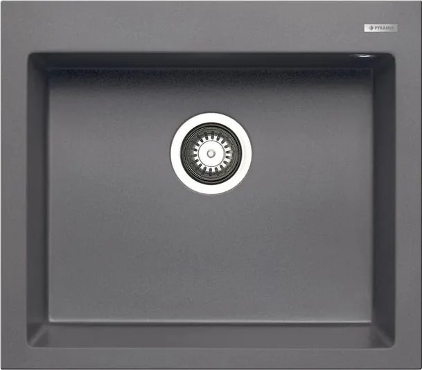 Lavello integrato 1 vasca in granito grigio PYRAMIS Voyager L 50 x L 57 cm