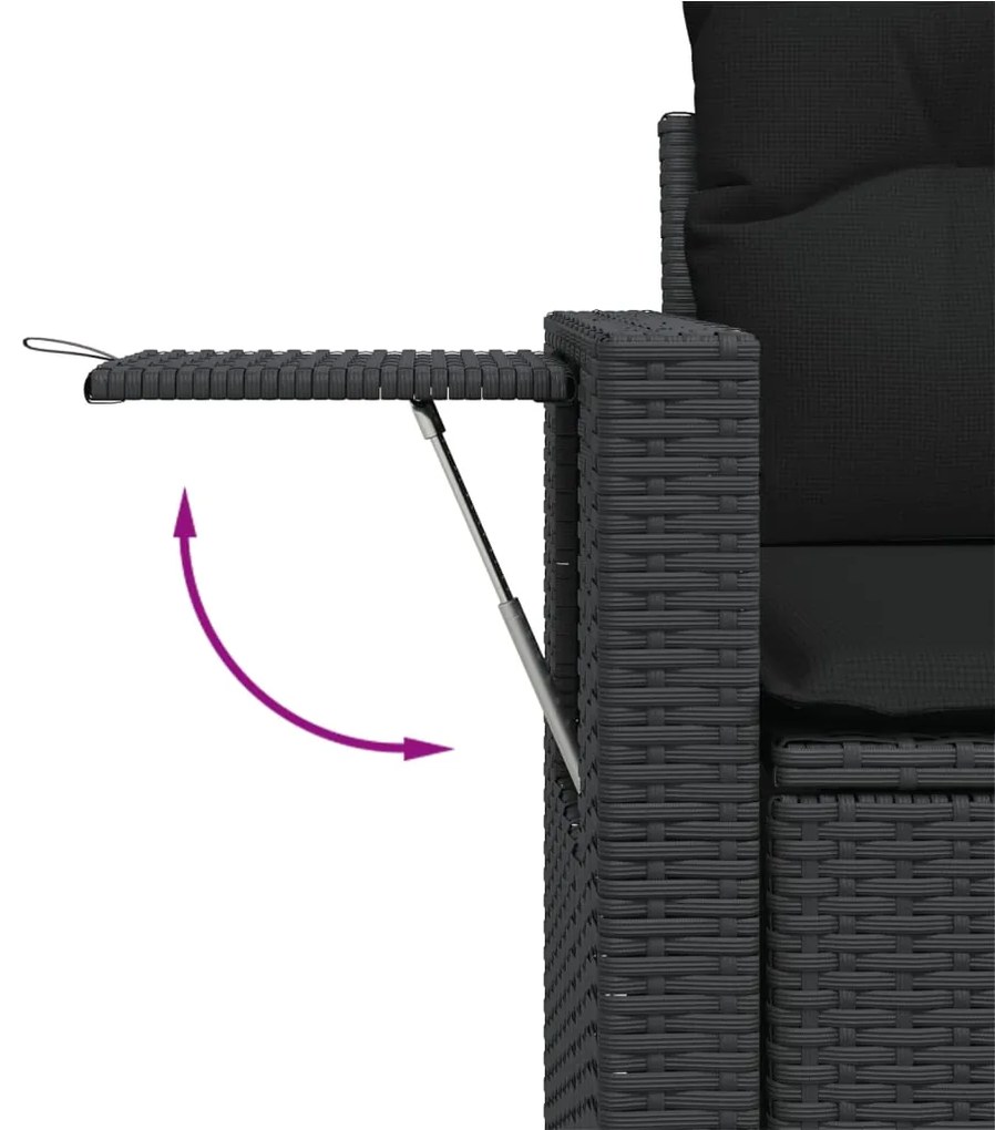 Set Divani da Giardino 11 pz con Cuscini in Polyrattan Nero