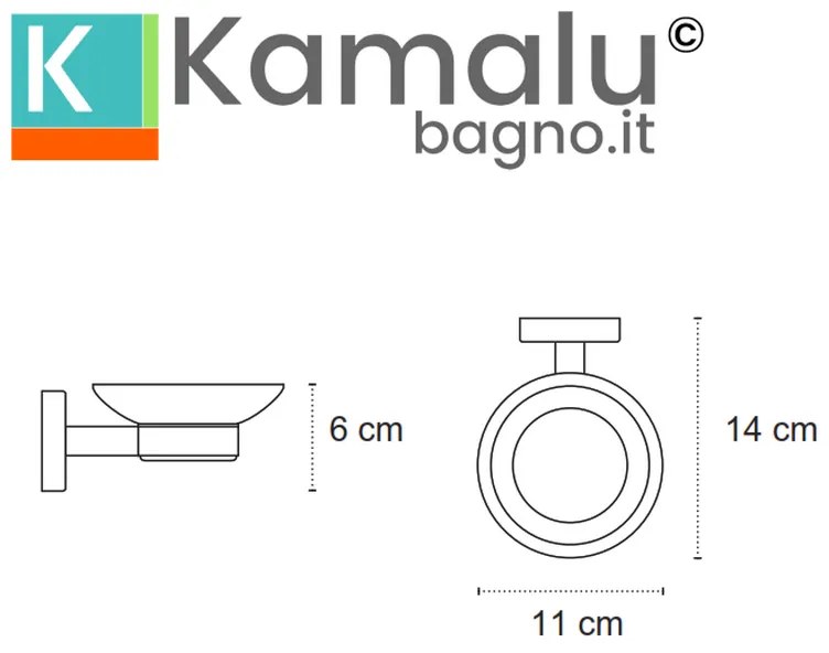 Kamalu - Portasapone vetro e acciaio inox nero opaco da appoggio | MIRA-N