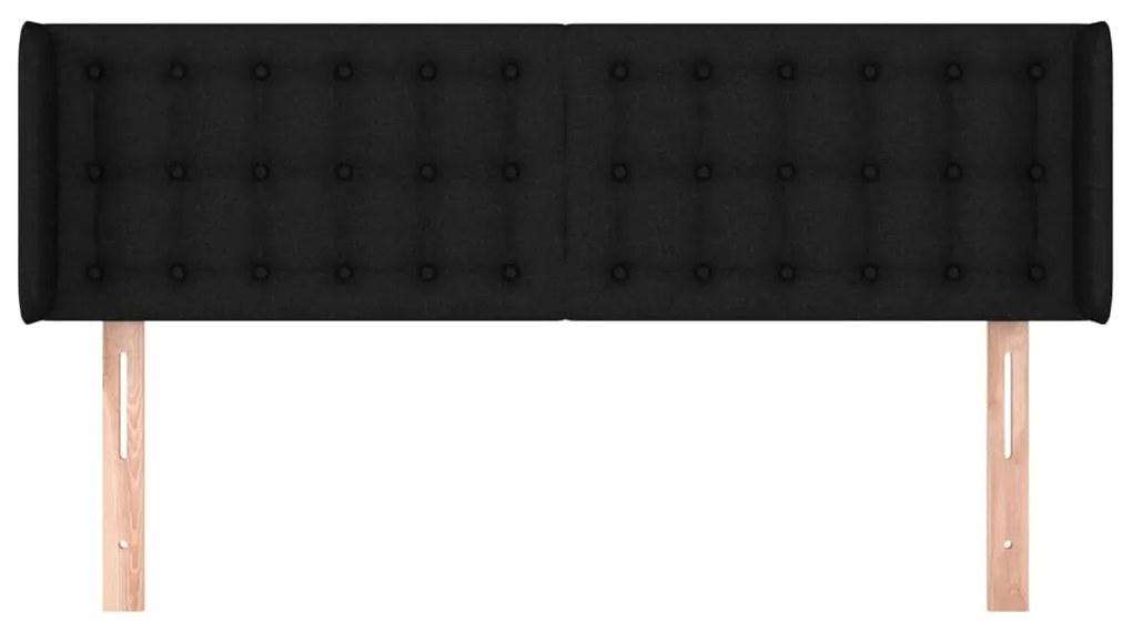 Testiera ad orecchio nera 147x16x78/88 cm in tessuto