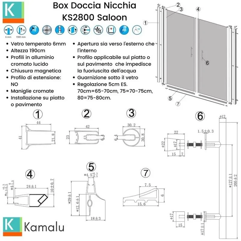 Box doccia 80x155 angolare apertura saloon