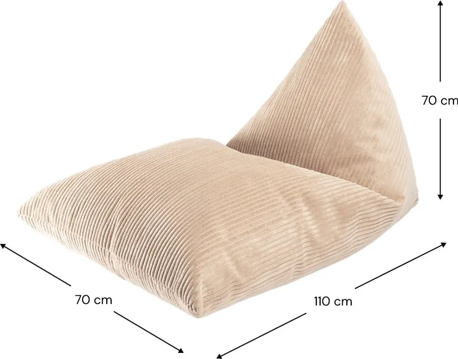 Pouf a sacco per bambini marrone chiaro con rivestimento in velluto a coste Big Lounger – Wigiwama