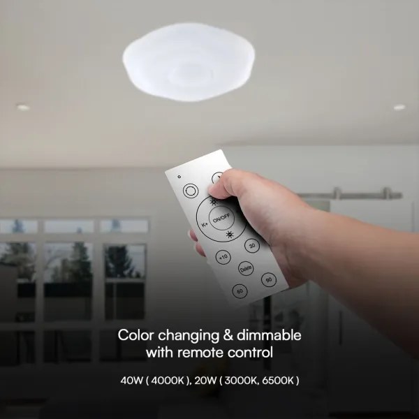Plafoniera LED dimmerabile 40W 230V 3000-6500K 40 cm bianco + telecomando