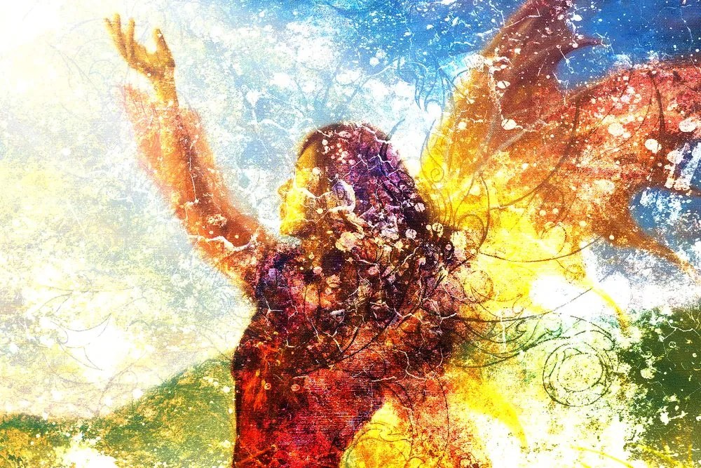 Quadro su tela – Donna dipinta in esecuzione magica