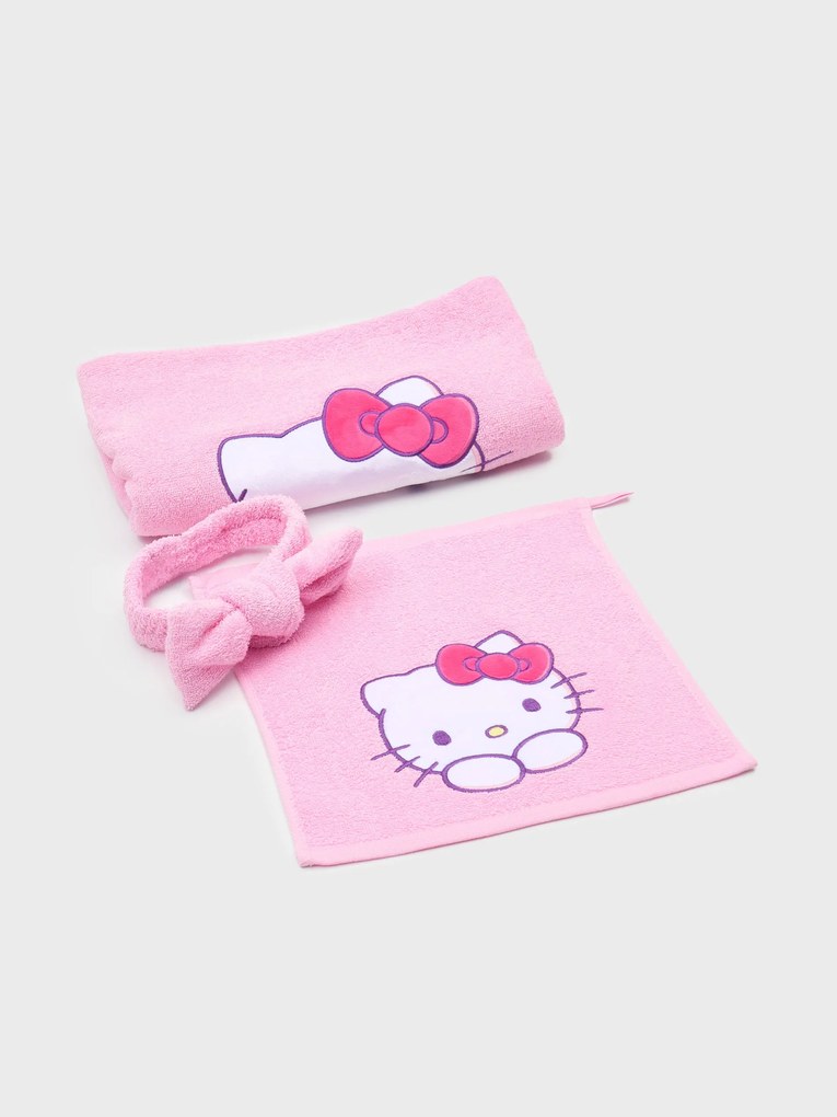 Sinsay - Set di asciugamani e fascia per la testa Hello Kitty - orchidea