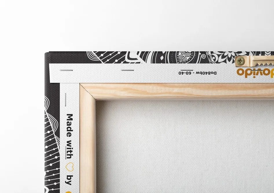 Stampa su tela – Mandala ornamentale con pizzo in bianco e nero