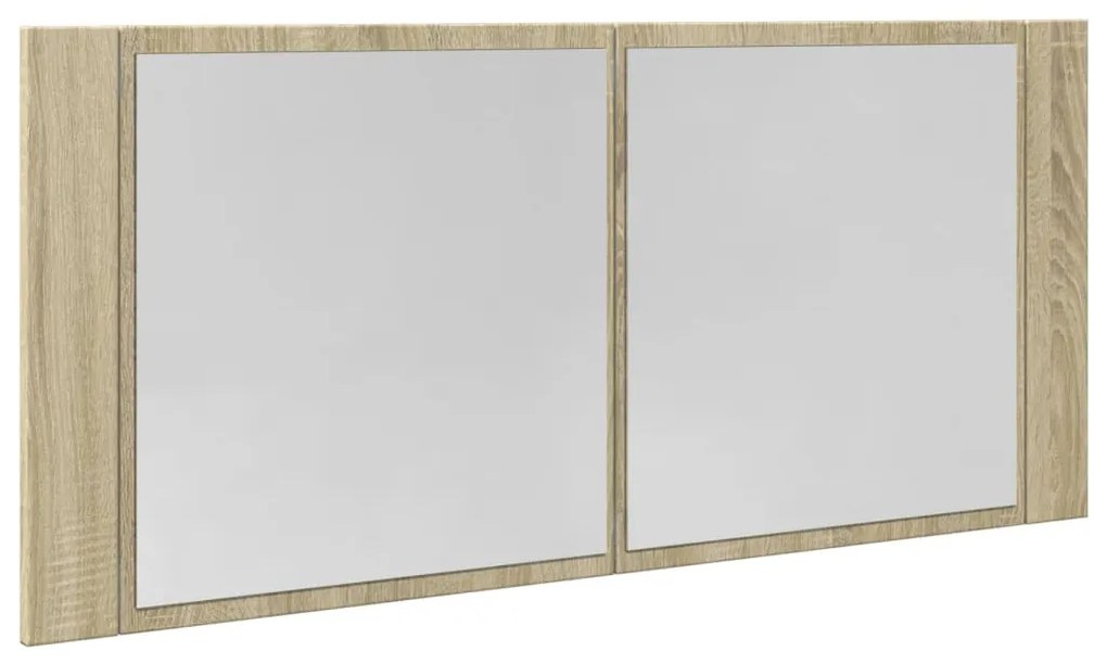 Mobile specchio led rovere sonoma 100x12x45cm legno multistrato