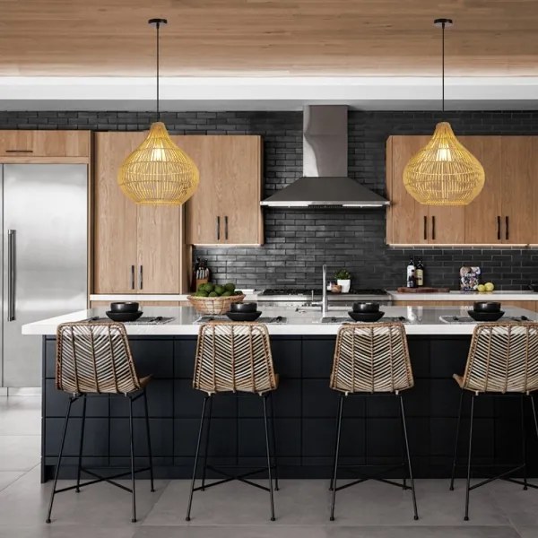 Immax 08257L - Lampadario a sospensione con filo PELO 1xE27/40W/230V diametro 40 cm rattan