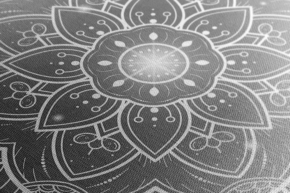 Stampa su tela – Mandala orientale in bianco e nero