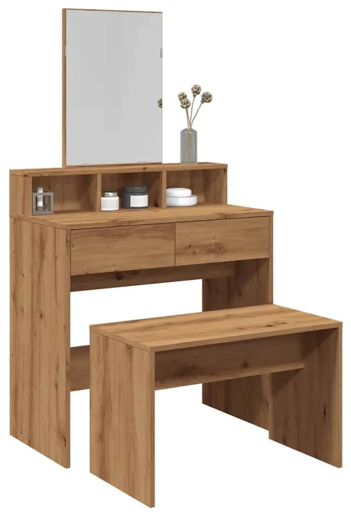 Sgabello Da Toeletta Rovere Artigianale 70x35x45 Cm Truciolato /