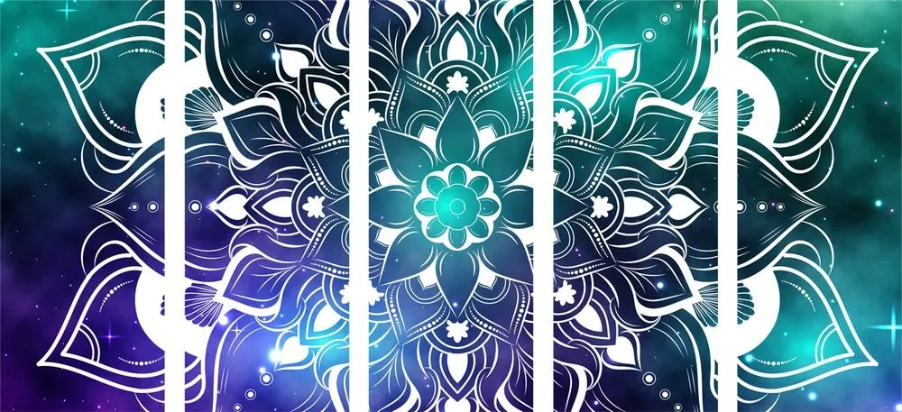 Quadri 5 pezzi – Mandala moderna con motivo orientale