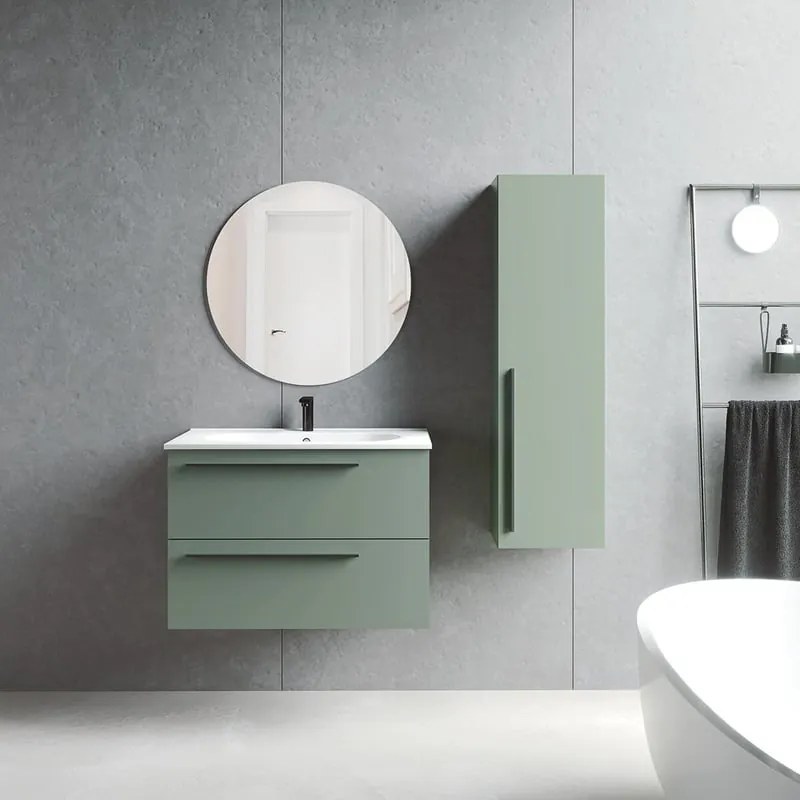 Mobile da bagno sospeso sotto lavabo L 80 x H 55 x P 45 cm verde laccato opaco, 2 cassetti VISOBATH Mia