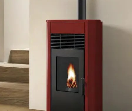 royal roberta e air 80 stufa a pellet ermetica ad aria 8 6kw serbatoio 17kg 54x52x104 cm in acciaio rosso bordeaux