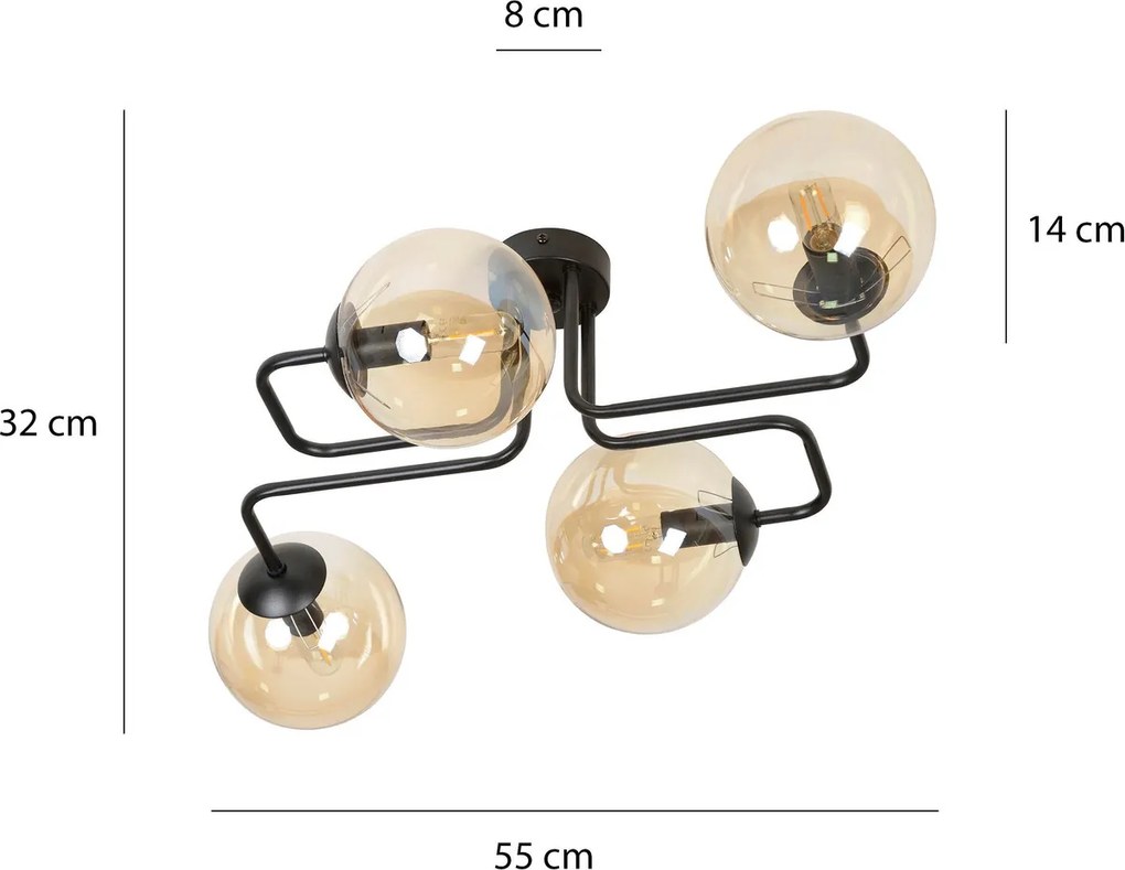 Lampadario da Soffitto BRENDI 4 in acciaio e vetro 4xE14