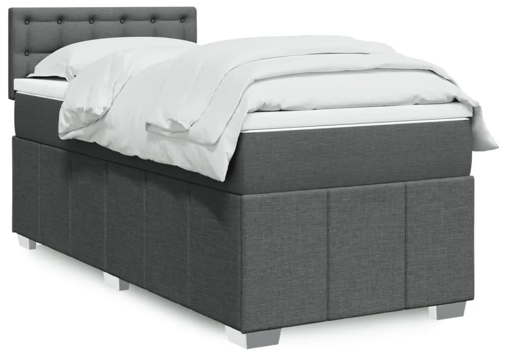 Giroletto A Molle Con Materasso Grigio Scuro 80x200 Cm Tessuto /