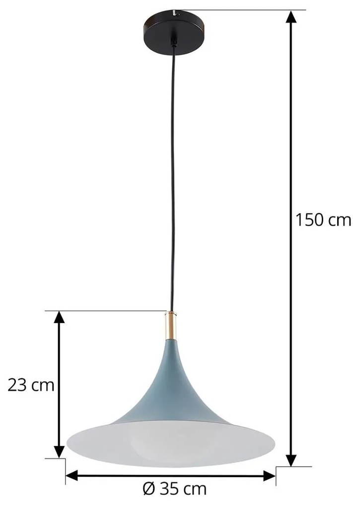 Lampada a sospensione Lindby Jarl, blu, metallo, Ø 35 cm, G9